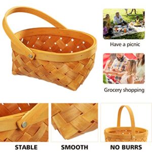 VOSAREA Woven Basket, Portable Handmade Rattan Storage Container Wicker Baskets with Handle for Houseware Storage