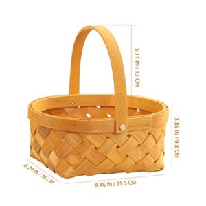 VOSAREA Woven Basket, Portable Handmade Rattan Storage Container Wicker Baskets with Handle for Houseware Storage