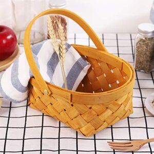 VOSAREA Woven Basket, Portable Handmade Rattan Storage Container Wicker Baskets with Handle for Houseware Storage