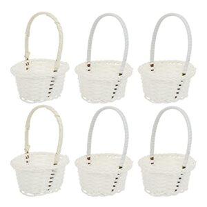 Hemoton 6pcs Wicker Picnic Basket Bamboo Rattan Woven Fruit Basket Wedding Flower Basket for Camping Outdoor Wedding Party Toy Storage Basket Size