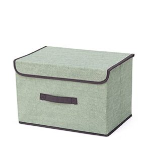 ziqiao non woven storage box, fabric multifunctional fordable thick storage baskets, used for wardrobes, clothes, books, cosmetics, toys, etc. (green, 14.17×9.06×9.45 inches)