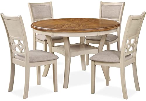 New Classic Furniture Mitchell 5-Piece Dining Set with 1 Table and 4 Chairs, Bisque/Brown