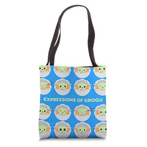 star wars the mandalorian the child expressions of grogu tote bag