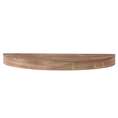 American Art Decor Large Rustic Round Oval Wood Decorative Floating Wall Mounted Shelf - Brown - 36" L x 3" H x 10" D