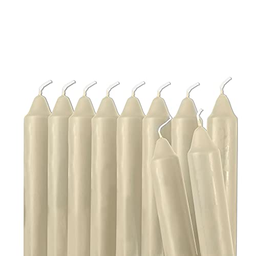 10 Pack Straight Unscented Ivory Candles - 9.5 Inch Tall Candle Sticks - Dripless Long Burning Candles for Dinner Table, Weddings, Home Decoration, Holidays - 8 Hour Burn Time