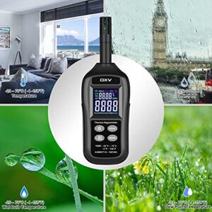 OXV Thermo-Hygrometer Digital Temperature Humidity Meter, Professional Psychrometer with Dew Point and Wet Bulb Temperature Reader,Min/Max Value,Data Hold,Color LCD Display