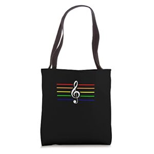 rainbow design for musicians clef treble clef tote bag