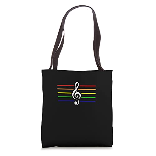 Rainbow design for musicians clef treble clef Tote Bag