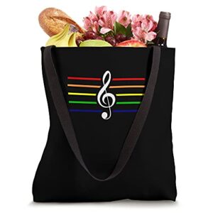 Rainbow design for musicians clef treble clef Tote Bag
