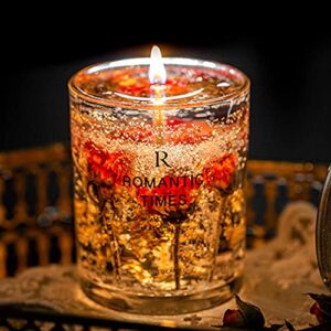 romantic times jelly scented candles real flower essential oil incense candle soothing fragrance cup 7.4 oz burning 50 hours floral decorative (velvet rose)