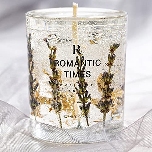 Romantic Times Jelly Scented Candles Real Flower Essential Oil Incense Candle Soothing Fragrance Cup 7.4 Oz Burning 50 Hours Floral Decorative (Velvet Rose)