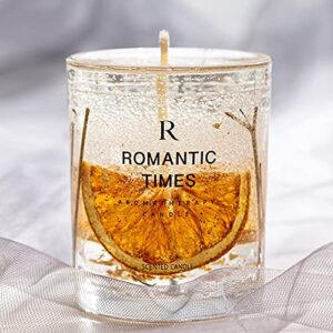 Romantic Times Jelly Scented Candles Real Flower Essential Oil Incense Candle Soothing Fragrance Cup 7.4 Oz Burning 50 Hours Floral Decorative (Velvet Rose)