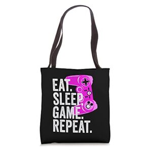 video games eat sleep game funny gamer girls ns gift tote bag
