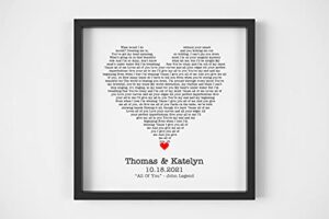 any song framed song lyrics special song anniversary song first dance wedding gift valentine gift