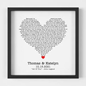 Any Song Framed Song Lyrics Special Song Anniversary Song First Dance Wedding Gift Valentine Gift