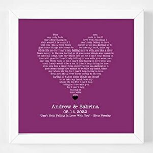 Any Song Framed Song Lyrics Special Song Anniversary Song First Dance Wedding Gift Valentine Gift