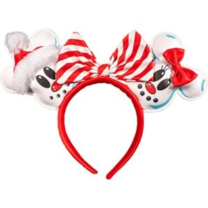 Loungefly Disney Christmas Mickey and Minnie Snowman AOP Womens Double Strap Shoulder Bag Purse with Ears Headband