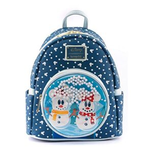 loungefly disney snowman mickey minnie mouse snowglobe womens double strap shoulder bag purse