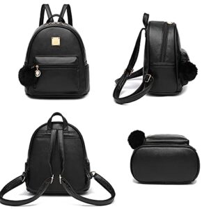 Mini Backpack for Girls Teens Women Backpack Purse Harmless PU Leather Shoulder Backpacks Black