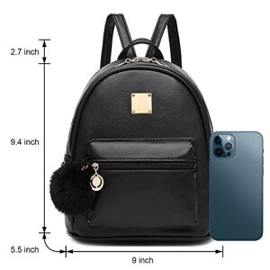 Mini Backpack for Girls Teens Women Backpack Purse Harmless PU Leather Shoulder Backpacks Black