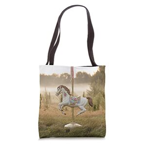 carousel horse amusement park mary go round tote bag