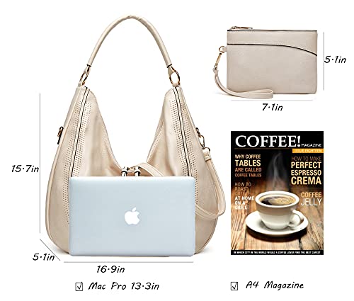 VOGUZY Handbags for Women Large Hobo Shoulder Bags Zipper Purse Tote Bag PU Leather Fashion Tote Satchel Bag Wallets White