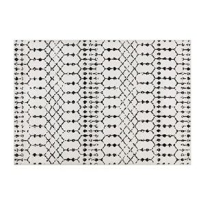flash furniture geometric bohemian low pile rug – 5′ x 7′ – ivory/black