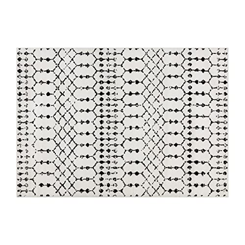 Flash Furniture Geometric Bohemian Low Pile Rug - 5' x 7' - Ivory/Black