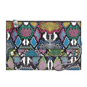 women snakeskin pattern evening clutch bag fashion envelope wristlet bag handbag purse (blue)