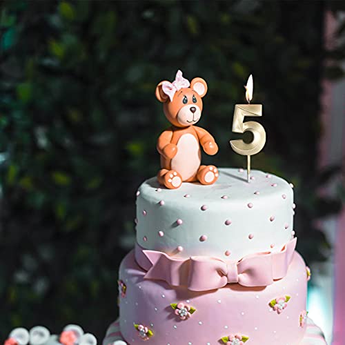 BEAN LIEVE Numeral Birthday Candles - Happy Birthday Cake Candles Numeric Candles Number 0 1 2 3 4 5 6 7 8 9 Used for Cake Decoration on Birthday and Wedding Anniversary Celebration (Champagne Gold)