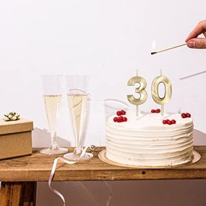 BEAN LIEVE Numeral Birthday Candles - Happy Birthday Cake Candles Numeric Candles Number 0 1 2 3 4 5 6 7 8 9 Used for Cake Decoration on Birthday and Wedding Anniversary Celebration (Champagne Gold)