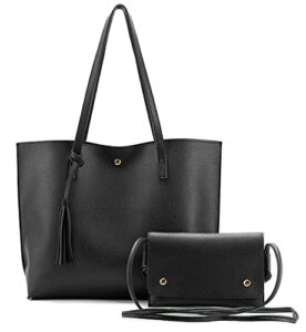 fateanuki womens purses and handbags faux leather pu tote bag sets for women crossbody bags satchel purse 2pcs