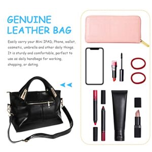 OSALADI Womens Ladys Handbag Vintage Luxury Wax Genuine Leather Tote Shoulder Bag Crossbody Bag Satchel Purse (Black)