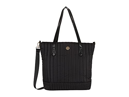 Anne Klein womens ANNE KLEIN QUILTED NYLON MEDIUM TOTE, Black/ Black, One Size US