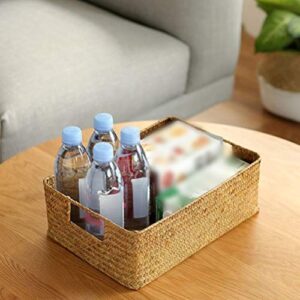 Seagrass Basket Straw Basket Seagrass Storage Baskets, Wicker Storage Baskets, Hand- Woven Wicker Baskets with Handles, Wicker Baskets for Organizing Seagrass Basket Small Wicker Baskets