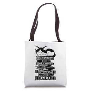 jane austen cat kitten literary book club mr. darcy fans tote bag