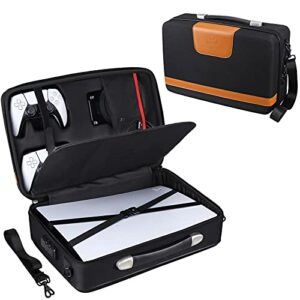 mchoi ps5 carrying case-customized hard shell travel bag with password lock for ps5 console, controller, games, gaming headset & accessories