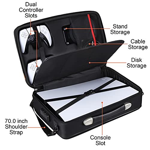 Mchoi PS5 Carrying Case-Customized Hard Shell Travel Bag with Password Lock for PS5 Console, Controller, Games, Gaming Headset & Accessories