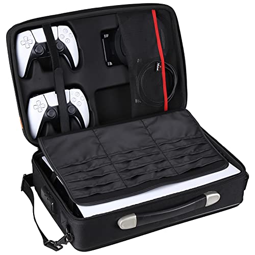 Mchoi PS5 Carrying Case-Customized Hard Shell Travel Bag with Password Lock for PS5 Console, Controller, Games, Gaming Headset & Accessories