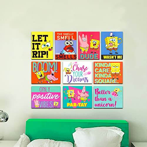 Nick Shop SpongeBob Poster Pack for Kids, Boys - Bundle with 12 SpongeBob Posters For Bedroom, Walls, Party Supplies| SpongeBob Room Decor With Bubble Guppies Stickers (SpongeBob Decorations)