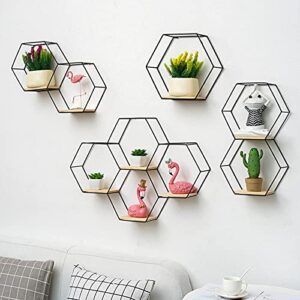 Hexagon Floating Shelves for Wall Storage Shelves Iron Wall Shelf for Bedroom Bathroom Shelves Nordic Style Floating Shelf Room Wall Decor Golden M