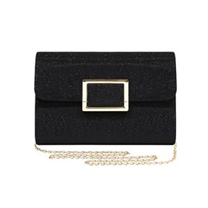 Mulian LilY Dazzling Clutch Bag Evening Bag With Detachable Chain Party Prom Bag Wedding Purses Black E624