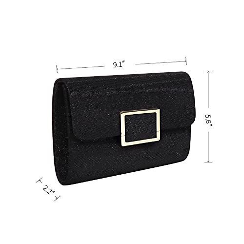 Mulian LilY Dazzling Clutch Bag Evening Bag With Detachable Chain Party Prom Bag Wedding Purses Black E624