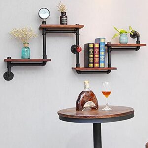 Gdrasuya10 Wall Mounted Industrial Pipe Shelving with Planks, Floating Frame for Wall Decorative, Pipe Shelves with Wood Planks Hanging Floating Storage Shelf,45.6 x 8 x 24.4inch