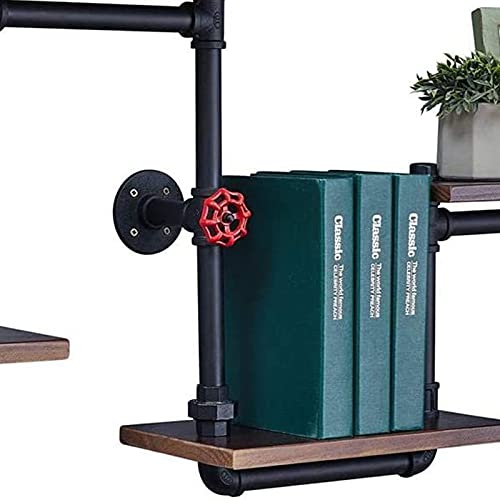 Gdrasuya10 Wall Mounted Industrial Pipe Shelving with Planks, Floating Frame for Wall Decorative, Pipe Shelves with Wood Planks Hanging Floating Storage Shelf,45.6 x 8 x 24.4inch