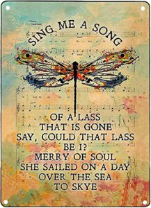 nostalgic tin sign tin sign vintage skye boat song for fan outlander sing me a song of a lass hippie dragonfly unframed metal sign, most iconic 8×12 inch home decoration tin signs