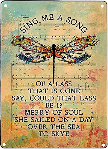 Nostalgic tin Sign Tin Sign Vintage Skye Boat Song for Fan Outlander Sing Me A Song of A Lass Hippie Dragonfly Unframed Metal Sign, Most Iconic 8x12 inch Home Decoration tin Signs