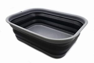 sammart 12l (3.17 gallon) collapsible tub – foldable dish tub – portable washing basin – space saving plastic washtub (1, grey/dark grey)
