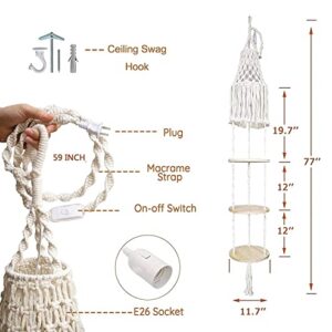 MAKEONEWO Macrame Wall Hanging Shelf - Upgrade Haning Plant Shelf Indoor Planter Holder Boho Macrame Plant Hanger for Bedroom, 2 Set