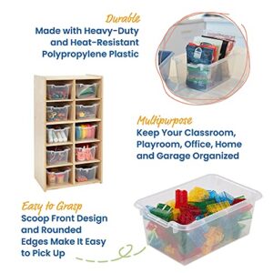 ECR4Kids Scoop Front Storage Bins, Multipurpose Organization, Clear, 10-Piece